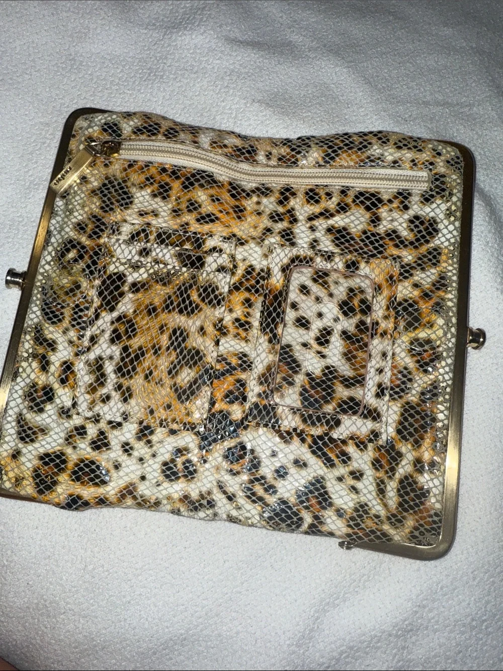 HOBO Gold Mesh Floral Evening Clutch